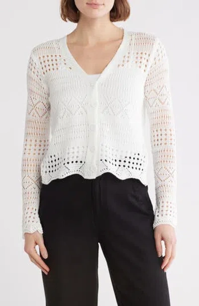 Forgotten Grace Open Stitch Cardigan In White
