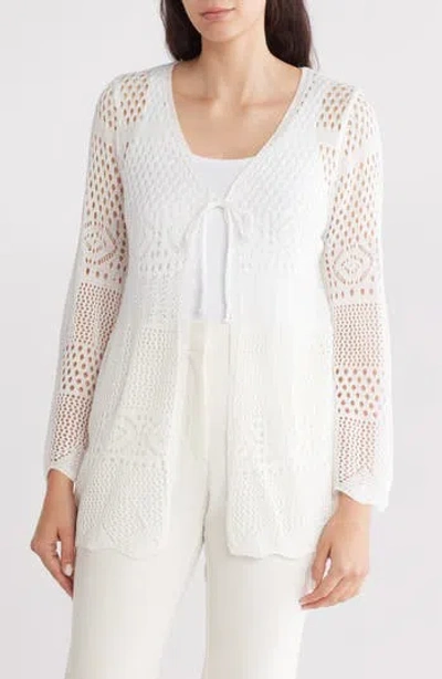 Forgotten Grace Open Stitch Tie Top In White