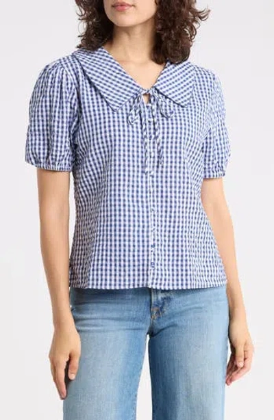 Forgotten Grace Peter Pan Collar Shirt In Blue