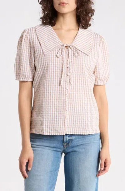 Forgotten Grace Peter Pan Collar Shirt In Pink