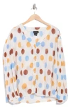 Forgotten Grace Polka Dot Long Sleeve Pleated Button-up Top In Multi