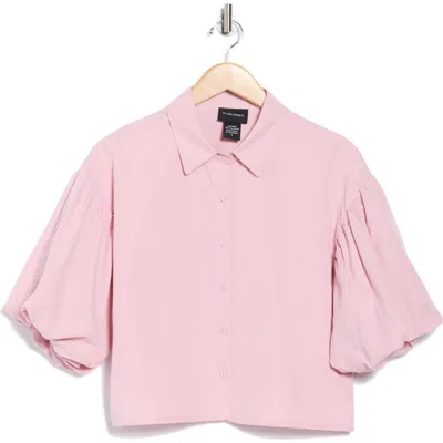 Forgotten Grace Puff Sleeve Button-up Shirt In Pink