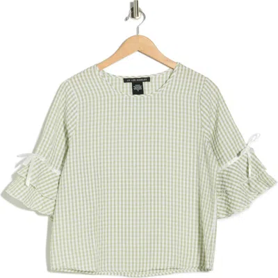 Forgotten Grace Seersucker Top In Green