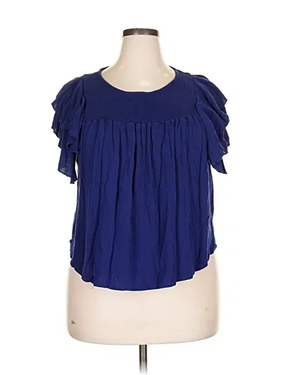 Pre-owned Forgotten Grace Short Sleeve Blouse In Blue