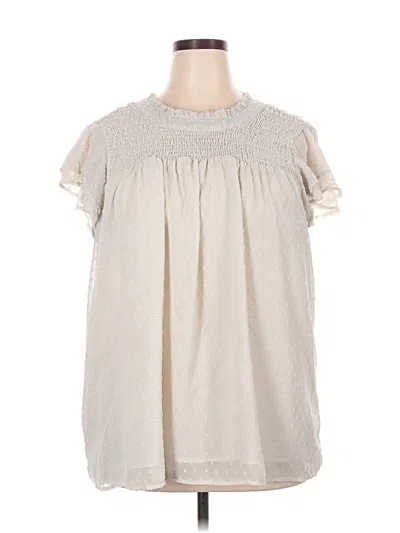 Pre-owned Forgotten Grace Short Sleeve Blouse In White
