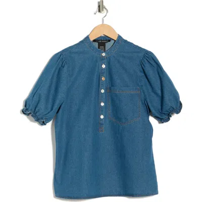 Forgotten Grace Short Sleeve Denim Shirt In Blue