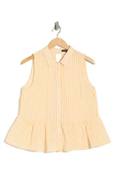 Forgotten Grace Stripe Sleeveless Peplum Top In Neutral