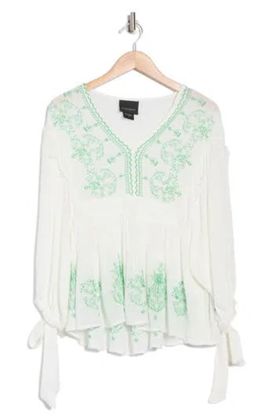 Forgotten Grace Swiss Dot Embroidered Shirt In Green