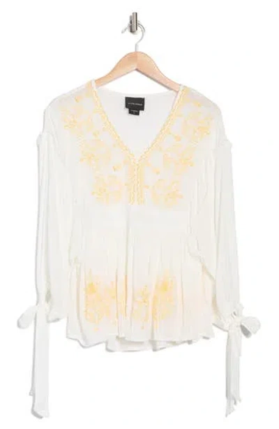 Forgotten Grace Swiss Dot Embroidered Shirt In Yellow