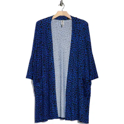 Forgotten Grace Three-quarter Sleeve Duster In Blue