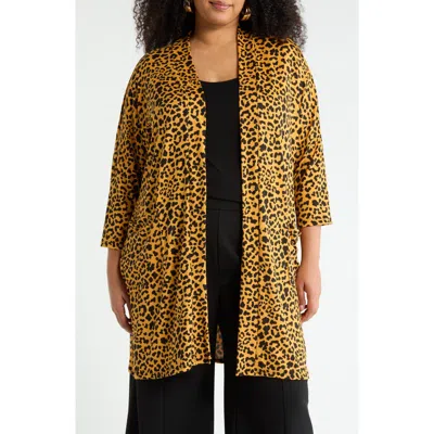 Forgotten Grace Three-quarter Sleeve Duster In Brown