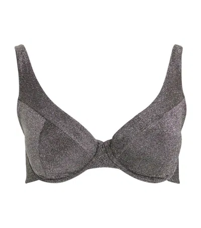 Form And Fold The Line D+ Cup Underwire Bikini Top In Metallic