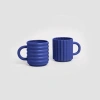 Form & Seek Ripple Mugs In Blue
