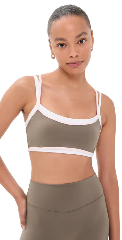 Form Contrast Layered Bra Walnut/pink