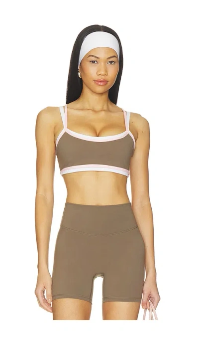 Form Contrast Layered Sports Bra In Walnut & Pink