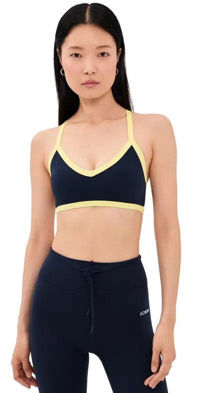 Form V Neck Bra Navy/lemon In Blue