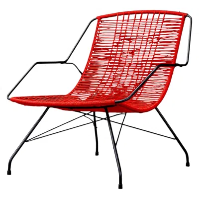 Pre-owned Forma 1950s Brazilian Mid-century Armchair By , Iron Frame, Red Rope