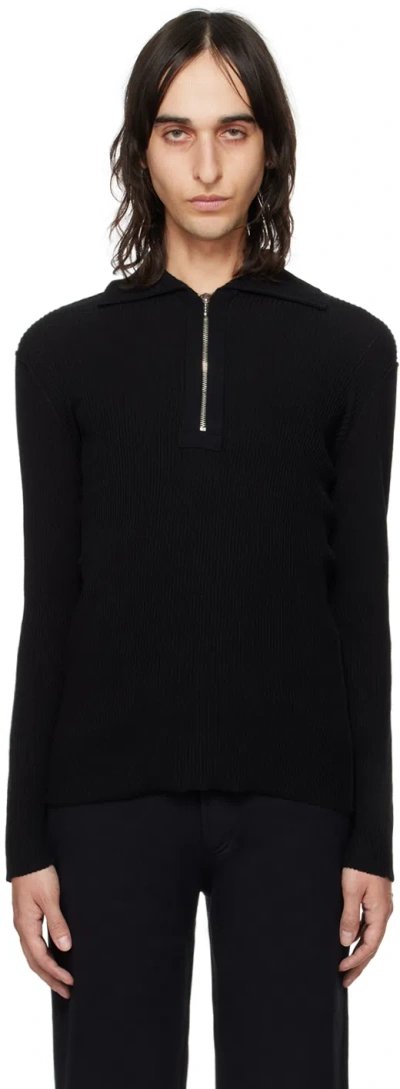 Forma Black Zipper Long Sleeve Polo
