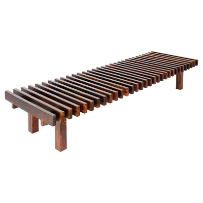 Pre-owned Forma Mid-century Modern Slatted Bench From  Manufacture, Brazil, 1970s In Brown