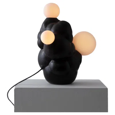 Pre-owned Forma Rosa Studio Bubbly Botryoidal Ceramic Table Lamp Charcoal Custom Glaze By  In Black