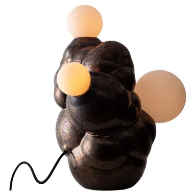 Pre-owned Forma Rosa Studio Bubbly Botryoidal Ceramic Table Lamp In Bronze Custom Glaze By  In Black