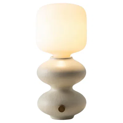 Pre-owned Forma Rosa Studio Modern Ceramic Handmade Wave Form Table Lamp In Off White By