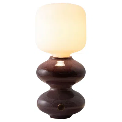 Pre-owned Forma Rosa Studio Modern Ceramic Handmade Wave Form Table Lamp In Oxblood By  In Red
