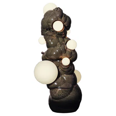 Pre-owned Forma Rosa Studio Organic Modern Sculptural Ceramic Bubbly Biomorphic Floor Lamp In Green