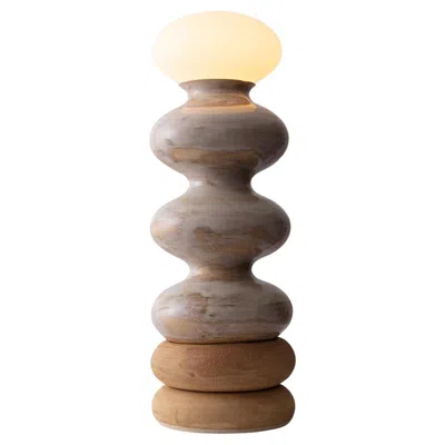 Pre-owned Forma Rosa Studio Wave Form Table Lamp "slumped" In Hand Brushed Cream Glaze By  In White