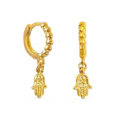 Formation Jewellery Inda Hamsa Beaded Huggies In Gold