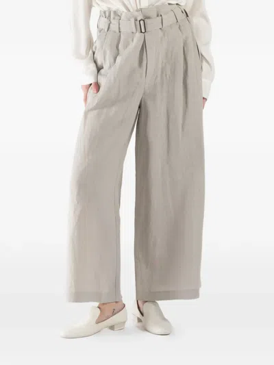 Forme D'expression Belted Wide-leg Pants In Gray
