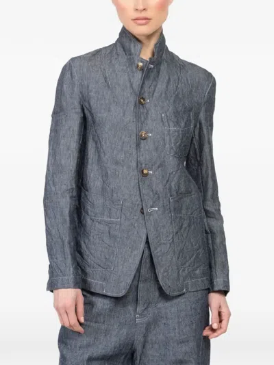 Forme D'expression Buttoned Chest-pocket Jacket In Gray