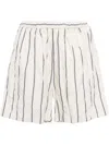 Forme D'expression Crinkled Striped Shorts In Weiss
