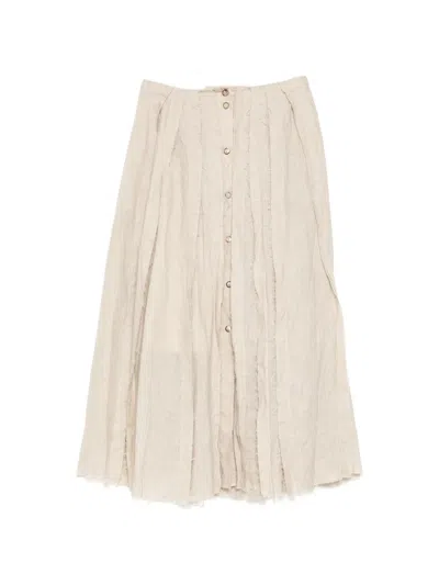 Forme D'expression Raw-edged Pleated Skirt In Neutral