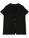 Forme D'expression Shawl-collar Linen Shirt In Black