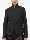 Forme D'expression Stand-collar Buttoned Jacket In Black