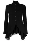 Forme D'expression Asymmetric-hem Linen Jacket In Black