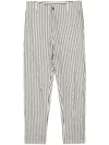 Forme D'expression Striped Linen-blend Tapered Trousers In White