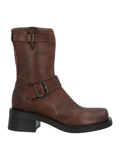 Formentini Woman Ankle Boots Dark Brown Size 5 Leather