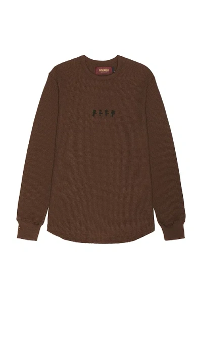 Former Ag Long Sleeve Waffle Shirt In 灰褐色