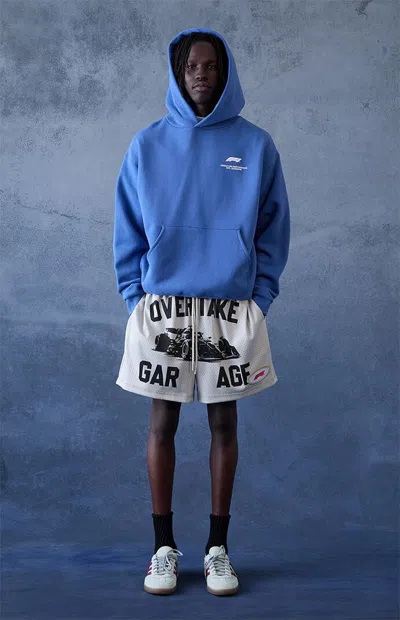 Formula 1 F1 Men's X Pacsun Overtake Garage Mesh Shorts In Cream In Blue