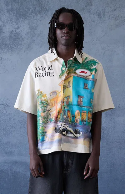 Formula 1 F1 Men's X Pacsun Riviera World Racing Club Work Shirt In Moonstruck In White