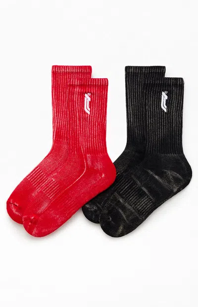 Formula 1 F1 X Pacsun Las Vegas 2 Pack Washed Logo Crew Socks In Black/orange In Red