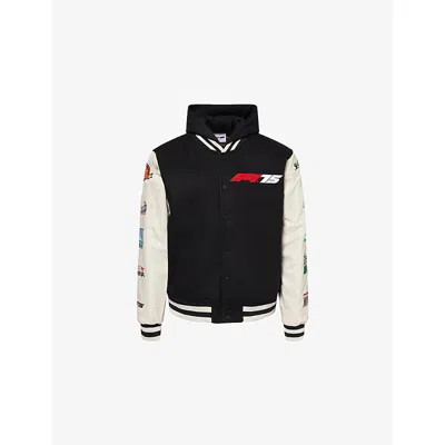Formula 1 Mens F175 Logo-embroidered Woven Varsity Jacket Black Xs