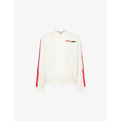 Formula 1 Mens F175 Classic Embroidered Cotton-blend Bomber Jacket White In Neutral