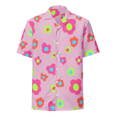 Formula S7 Men's Green / Pink / Purple Floral Doodles Pink Mauve Unisex Button Down T-shirt In Multi