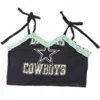 Formula S7 Women's Blue Up-cycled Dallas Cowboys Spaghetti Strap Lace Trim Tee In Blue