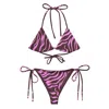 Formula S7 Women's Brown Blushgrass Sunset Zebra Stripes Recycled String Bikini