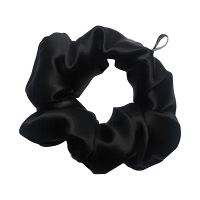 Formula S7 Women's Classic Black Silk Charmeuse Scrunchies / Black