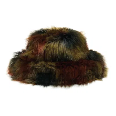 Formula S7 Women's Oversized Faux Fur Bucket Hat In Blue/green/red